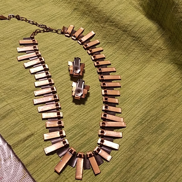 Vintage copper and blue Enamel speckled necklace - Picture 4 of 5